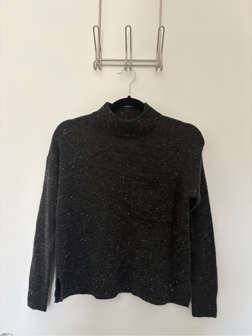 Madewell Dark Gray Mock Neck Sweater with Chest Pocket